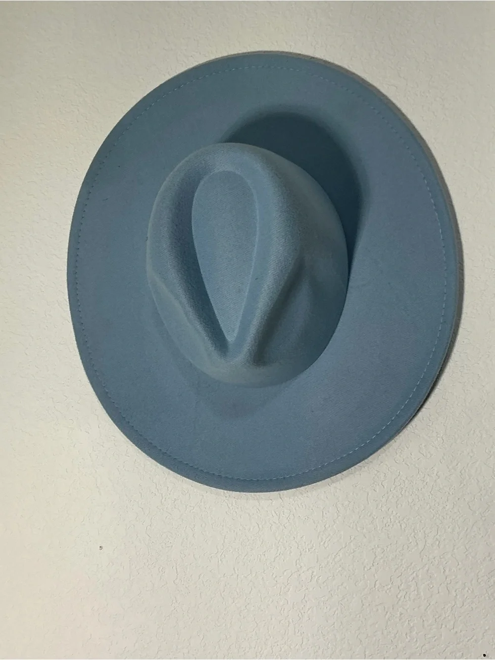 Light Blue Wide Brim Fedora Hat